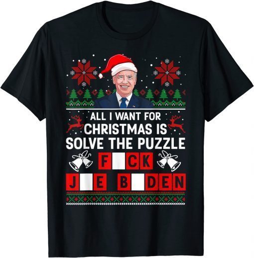 All I Want for Christmas Is Solve the Puzzle Sarcastic Biden Unisex Shirt