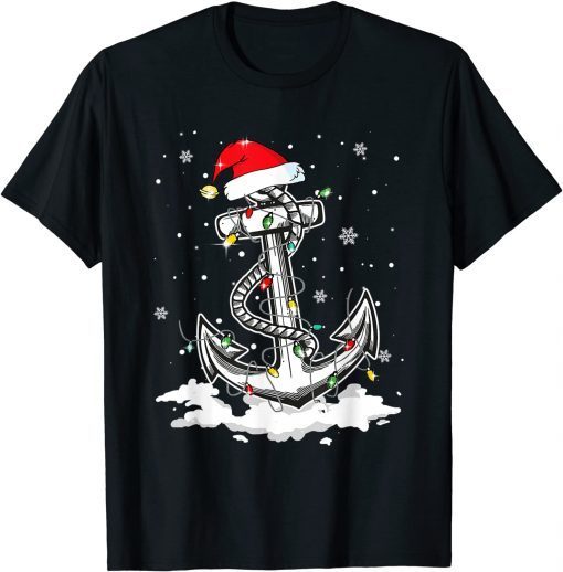 Anchor Boating Sailing Christmas Santa Hat Lights Limited Shirt