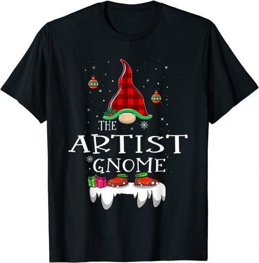 Artist Gnome Buffalo Plaid Matching Family Christmas Pajama Classic Shirt