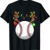 Baseball Ball Reindeer Christmas Ornaments Family Pajama Mom Gift Shirt