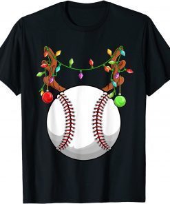 Baseball Ball Reindeer Christmas Ornaments Family Pajama Mom Gift Shirt