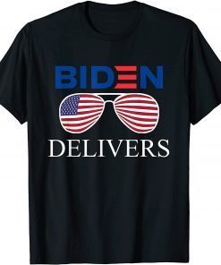 Biden Delivers with American Flag Glasses T-Shirt