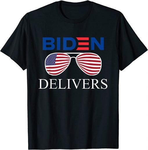 Biden Delivers with American Flag Glasses T-Shirt