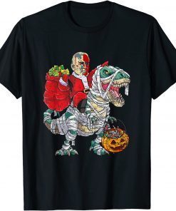 Biden Riding Dinosaur T rex Christmas T-Shirt