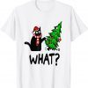 Black Cat Gift Pushing Christmas Tree Over Cat What Unisex Shirt