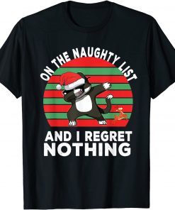 Black Cat Santa Christmas on the Pajama Naughty List Unisex Shirt