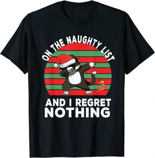 Black Cat Santa Christmas on the Pajama Naughty List Unisex Shirt