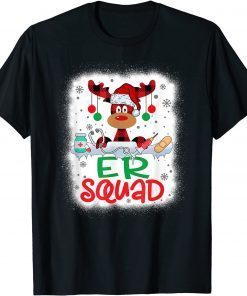 Bleached Reindeer Plaid Santa Hat ER Squad Nurse Christmas Classic Shirt