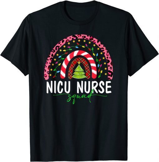 Boho Christmas Leopard Rainbow NICU Nurse Squad Nursing Gift Shirt