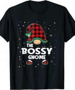 Bossy Gnome Buffalo Plaid Matching Family Christmas 2021 T-Shirt