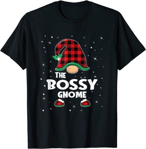 Bossy Gnome Buffalo Plaid Matching Family Christmas 2021 T-Shirt