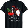 Boston Terrier Dog Christmas with Santa Hat Pajamas Classic T-Shirt