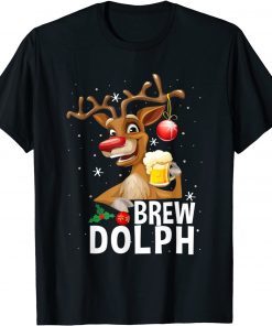 Brew Dolph Rudolph Beer Drink Christmas Holiday T-Shirt