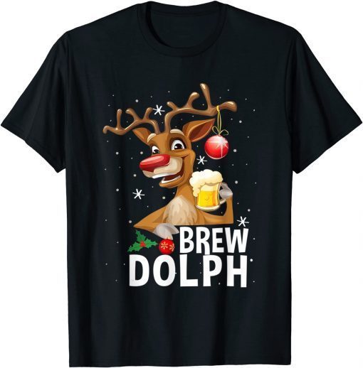 Brew Dolph Rudolph Beer Drink Christmas Holiday T-Shirt