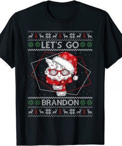 Cat Let's Go Brandon Ugly 2021 Christmas T-Shirt