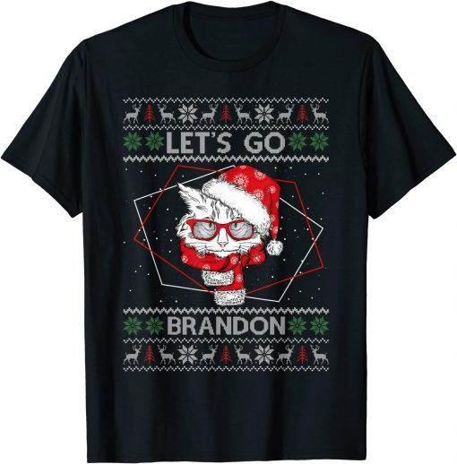 Cat Let's Go Brandon Ugly 2021 Christmas T-Shirt