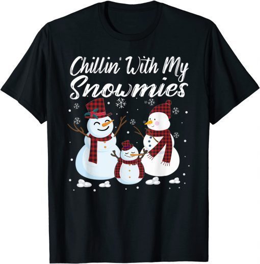 Chillin With My Snowmies Family Pajamas Buffalo Christmas T-Shirt