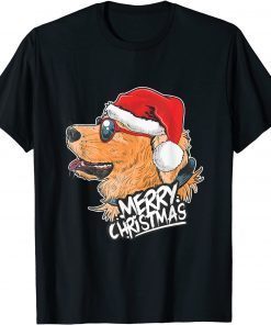 Christmas A Golden Dog Santa Hat On Xmas 2021 Shirt