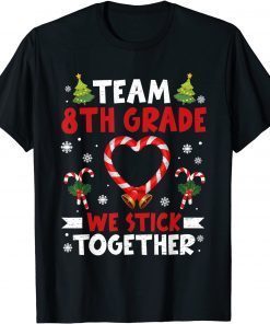 Christmas Candy Cane Heart Team 8th Grade Student Teacher Unisex Shirt