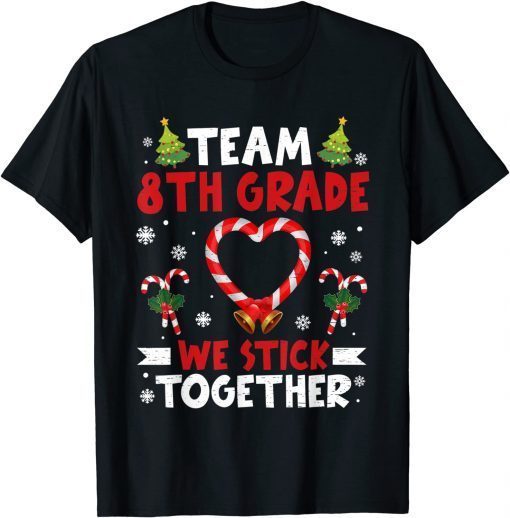 Christmas Candy Cane Heart Team 8th Grade Student Teacher Unisex Shirt