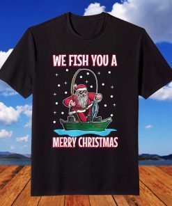 Christmas Costume Fisherman fishing Cool Santa Claus T-Shirt