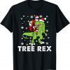 Christmas Dinosaur Tree Rex Pajamas Santa Gift Shirt