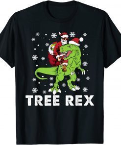 Christmas Dinosaur Tree Rex Pajamas Santa Gift Shirt