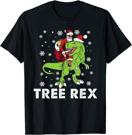 Christmas Dinosaur Tree Rex Pajamas Santa Gift Shirt