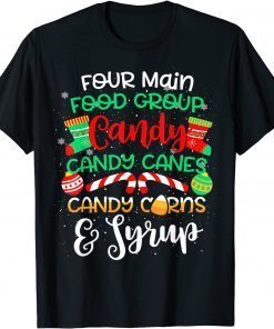 Christmas Four Main Food Groups Elf Buddy Xmas Pajamas T-Shirt