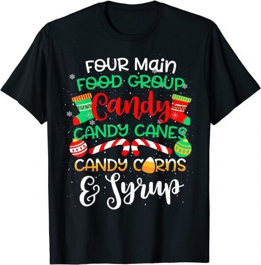 Christmas Four Main Food Groups Elf Buddy Xmas Pajamas T-Shirt