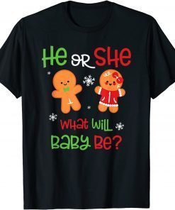 Christmas Gender Reveal He or She What Will Baby Be Classic Shirt