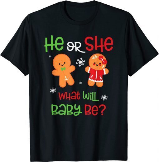 Christmas Gender Reveal He or She What Will Baby Be Classic Shirt