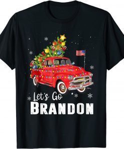 Christmas Let's Go Brandon Tee Truck Wagon Xmas Tree Holiday Gift Shirt