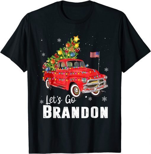 Christmas Let's Go Brandon Tee Truck Wagon Xmas Tree Holiday Gift Shirt