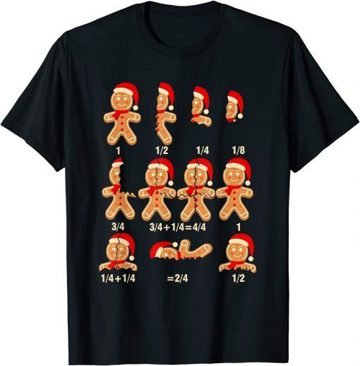 Christmas Math Teacher Equation Gingerbread With Santa Hat Gift Shirt