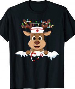 Christmas Nurse Love NICU RN ER Santa Reindeer Nurse Hat Elf Classic Shirt