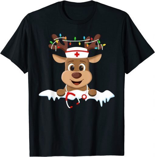 Christmas Nurse Love NICU RN ER Santa Reindeer Nurse Hat Elf Classic Shirt