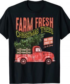 Christmas On Farm Fresh Christmas Tree Vinatage Truck Farmer Gift Shirt