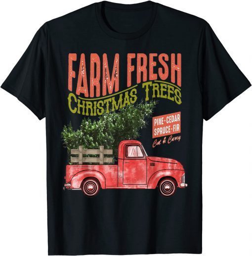 Christmas On Farm Fresh Christmas Tree Vinatage Truck Farmer Gift Shirt