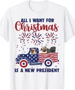 Christmas Pugs Joe Biden Chant Impeach Biden US Flag 2021 Shirt