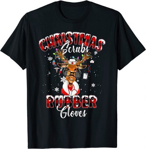 Christmas Reindeer Nurse Buffalo Plaid NICU RN ER Nurse Gift Shirt