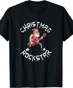 Christmas Rockstar Santa Plays The Guitar Xmas Unisex Shirt