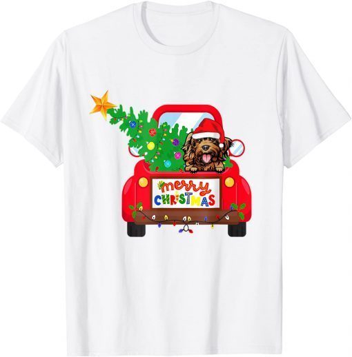 Cockapoo Dog Riding Red Truck Christmas Pajama Classic Shirt