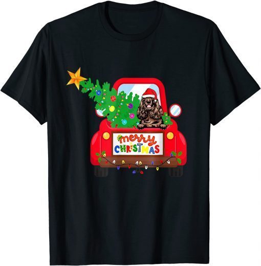 Cocker Spaniel Dog Riding Red Truck Christmas Pajama Classic Shirt