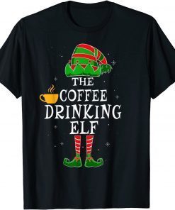 Coffee Drinking Elf Group Matching Family Christmas T-Shirt