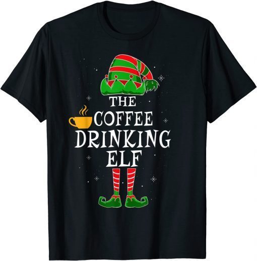 Coffee Drinking Elf Group Matching Family Christmas T-Shirt