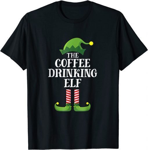 Coffee Drinking Elf Matching Family Group Christmas Party Unisex Shirt