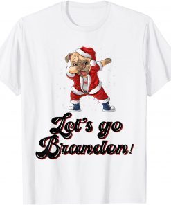 Dabbing Pugdog Let's go Brandon Mery Christmas 2021 T-Shirt