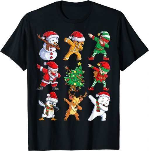 Dabbing Santa Elf Friends Christmas Gift Shirt