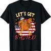 Dabbing Turkey Thanksgiving Let's Go Basted American Flag T-Shirt